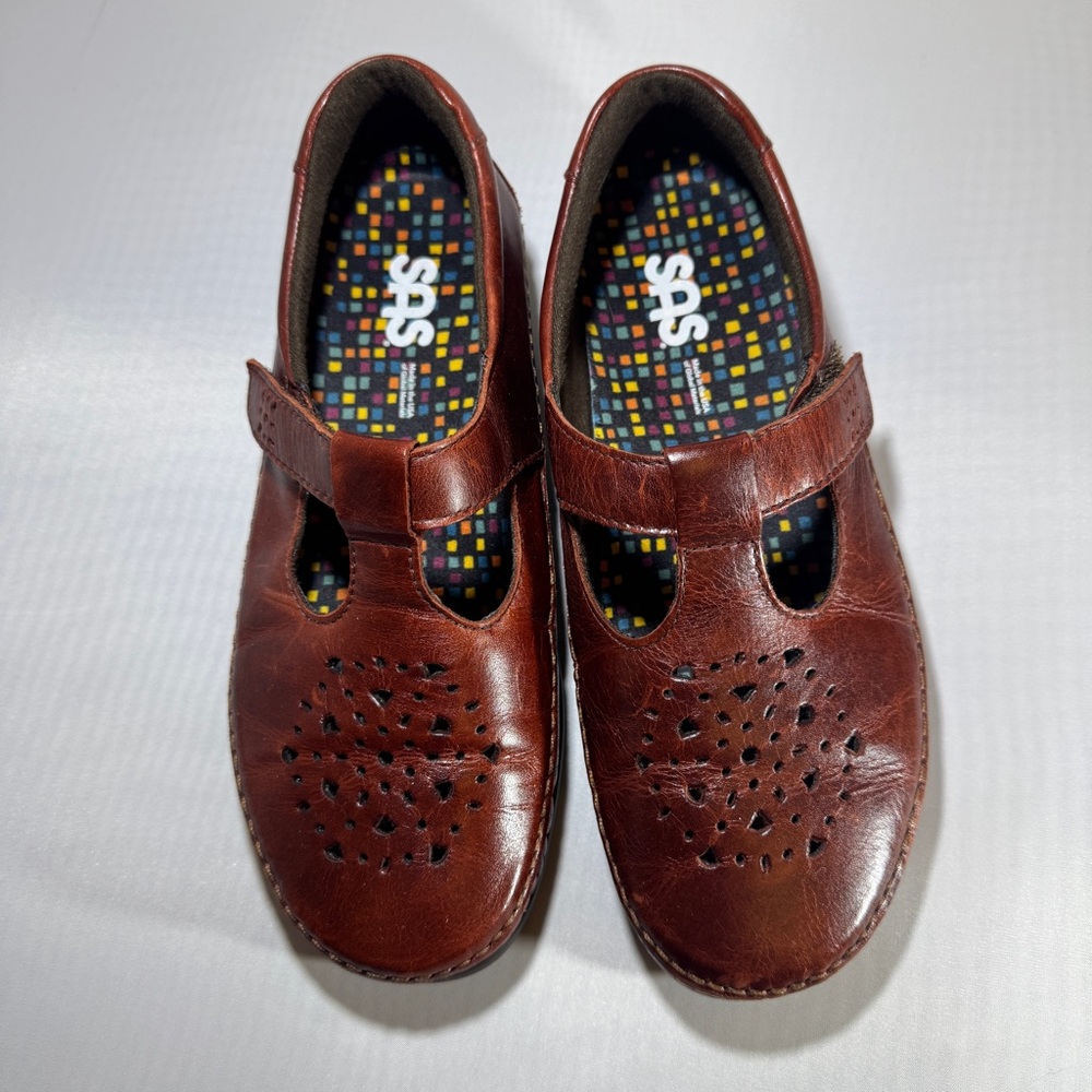 SAS Mary Jane Brown Leather 7.5 Academia Lolita US Tripad Comfort Shoes Y2K 90s - Picture 3 of 13